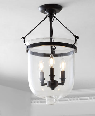 Charlotte 14.5" Metal/Glass LED Semi Flush Mount - JONATHAN Y